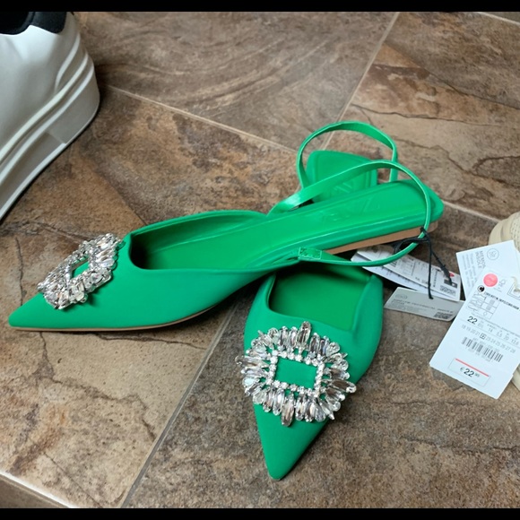 Zara | Shoes | Zara Woman Flat Mules With Rhinestones Size 6 2 New |  Poshmark